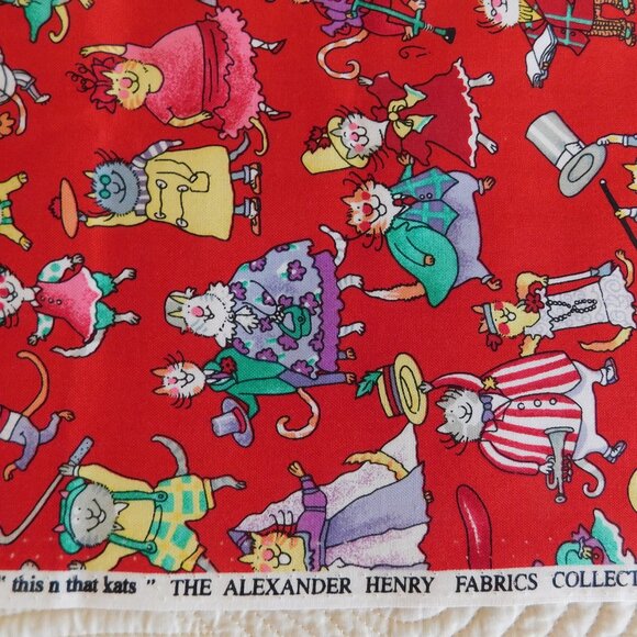 OOP this n that kats Alexander Henry Fabrics kawaii Where’s Waldo cat parade 1yd - Picture 2 of 16